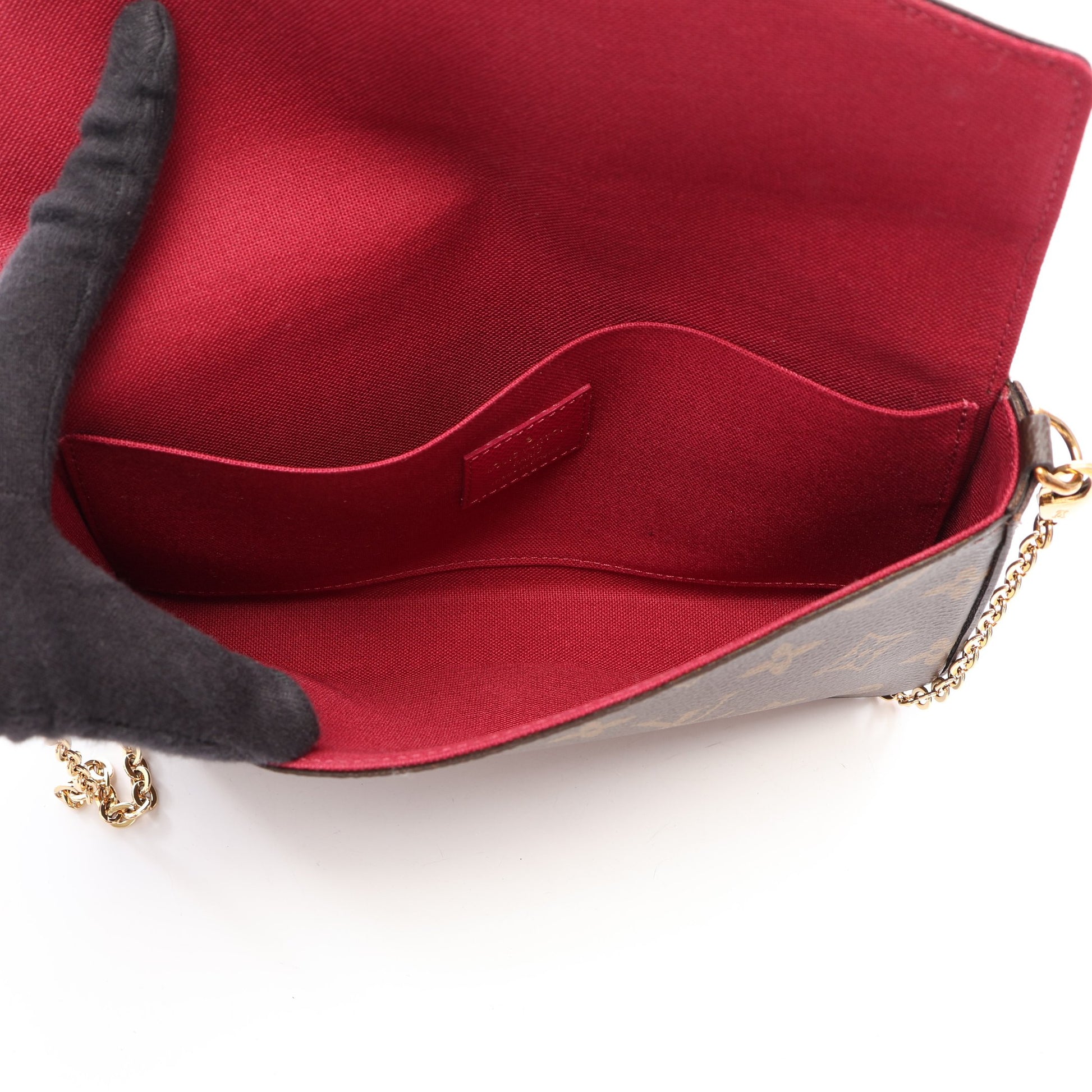 ポシェット フェリシー モノグラム フューシャ チェーンウォレット PVC レザー ブラウン ルイヴィトン バッグ LOUIS VUITTON