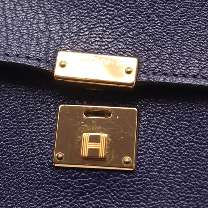 クリック16 ブルーアンクル ショルダーバッグ シェーブル ダークブルー ゴールド金具 D刻印 エルメス バッグ HERMES