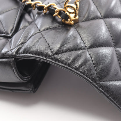 マトラッセ トップハンドル 2WAY チェーンショルダーバッグ ラムスキン ブラック ゴールド金具 シャネル バッグ CHANEL