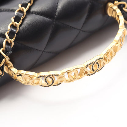 マトラッセ トップハンドル 2WAY チェーンショルダーバッグ ラムスキン ブラック ゴールド金具 シャネル バッグ CHANEL