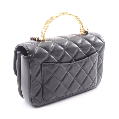 マトラッセ トップハンドル 2WAY チェーンショルダーバッグ ラムスキン ブラック ゴールド金具 シャネル バッグ CHANEL