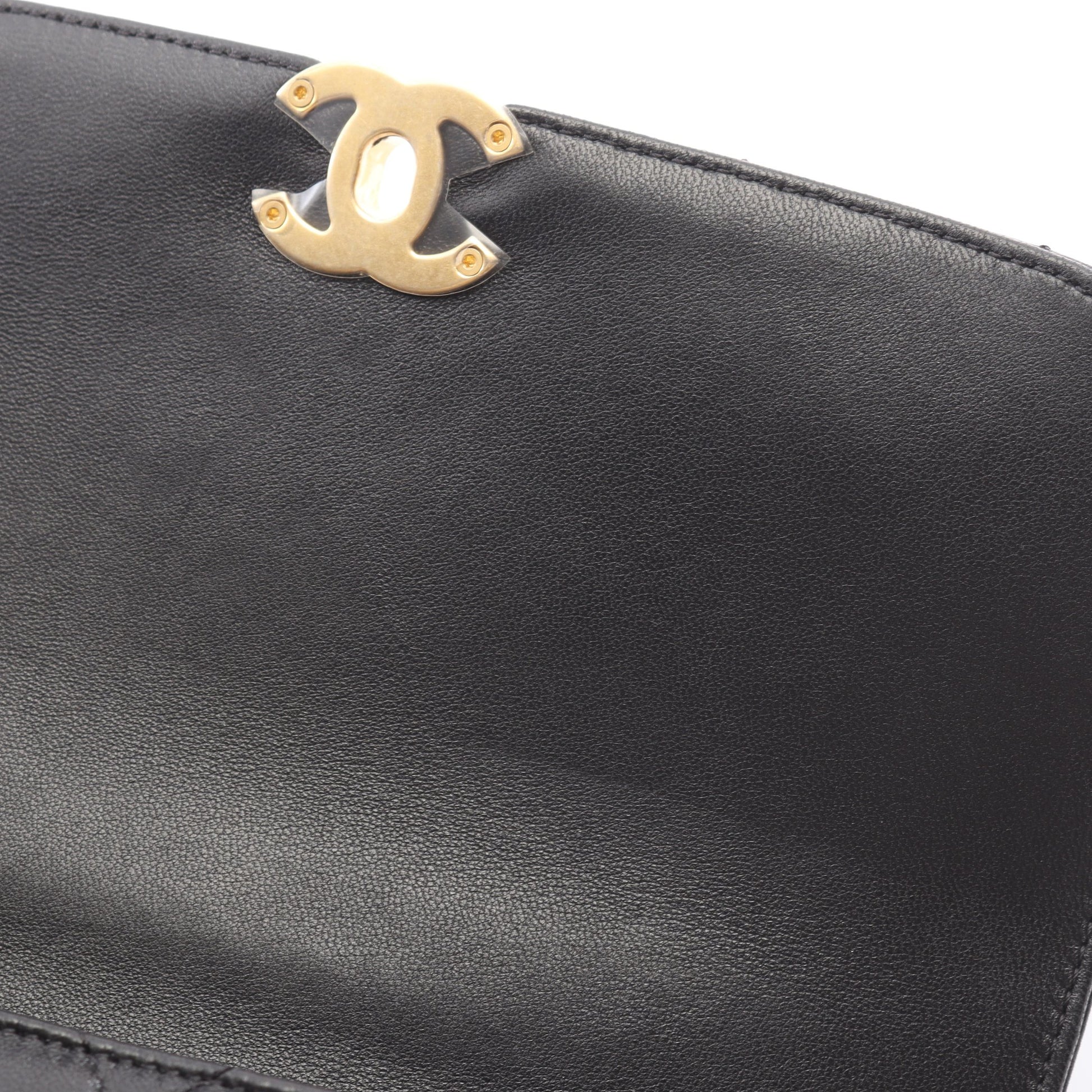 マトラッセ トップハンドル 2WAY チェーンショルダーバッグ ラムスキン ブラック ゴールド金具 シャネル バッグ CHANEL