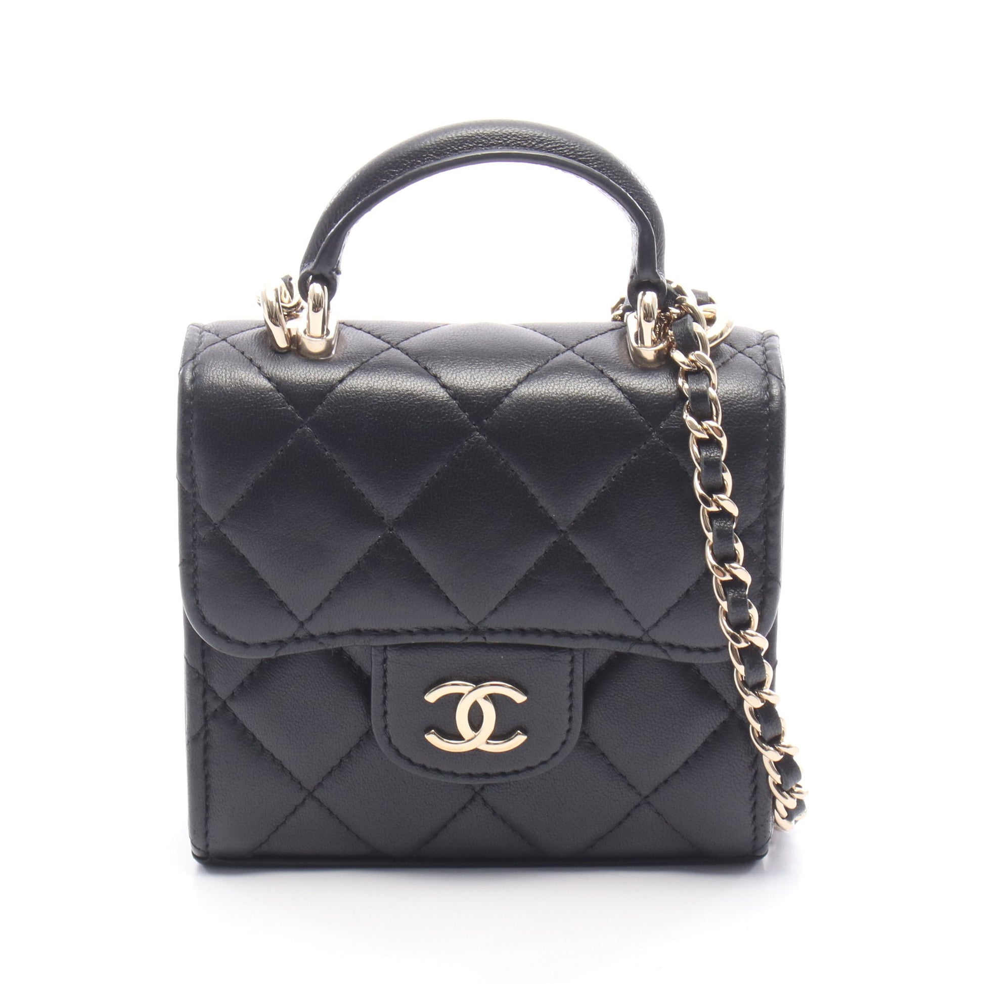 トレンディCC チェーンショルダーバッグ ラムスキン ブラック ゴールド金具 シャネル バッグ CHANEL