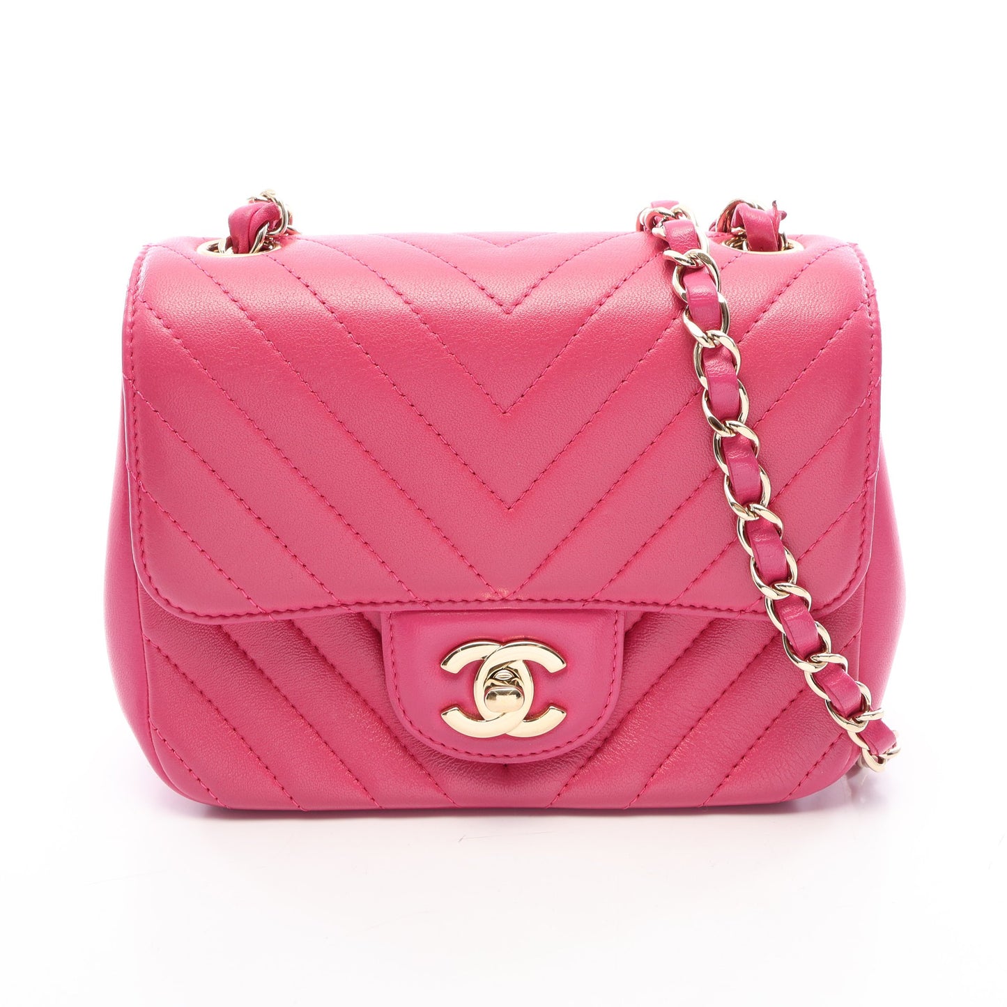 ミニマトラッセ チェーンショルダーバッグ ラムスキン ピンク ゴールド金具 シャネル バッグ CHANEL