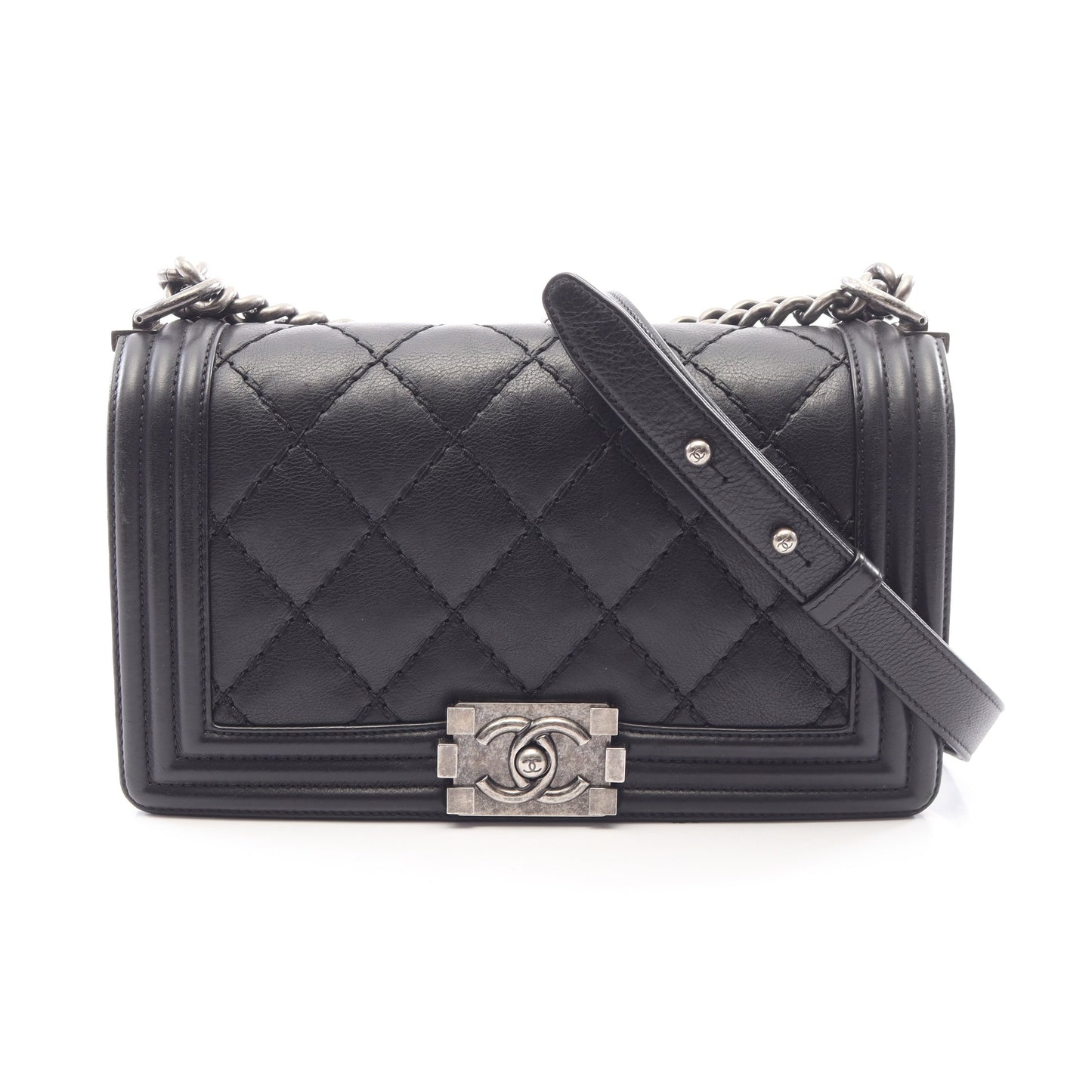 ボーイシャネル チェーンショルダーバッグ ラムスキン ブラック シルバー金具 シャネル バッグ CHANEL