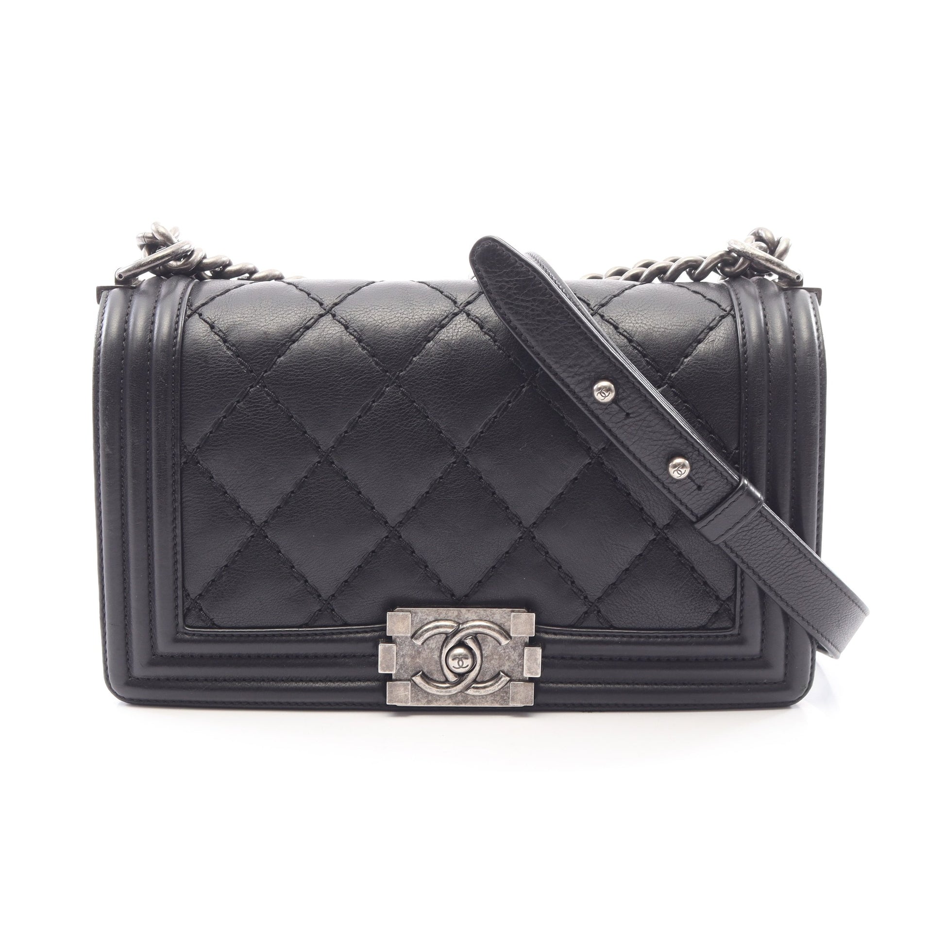 ボーイシャネル チェーンショルダーバッグ ラムスキン ブラック シルバー金具 シャネル バッグ CHANEL