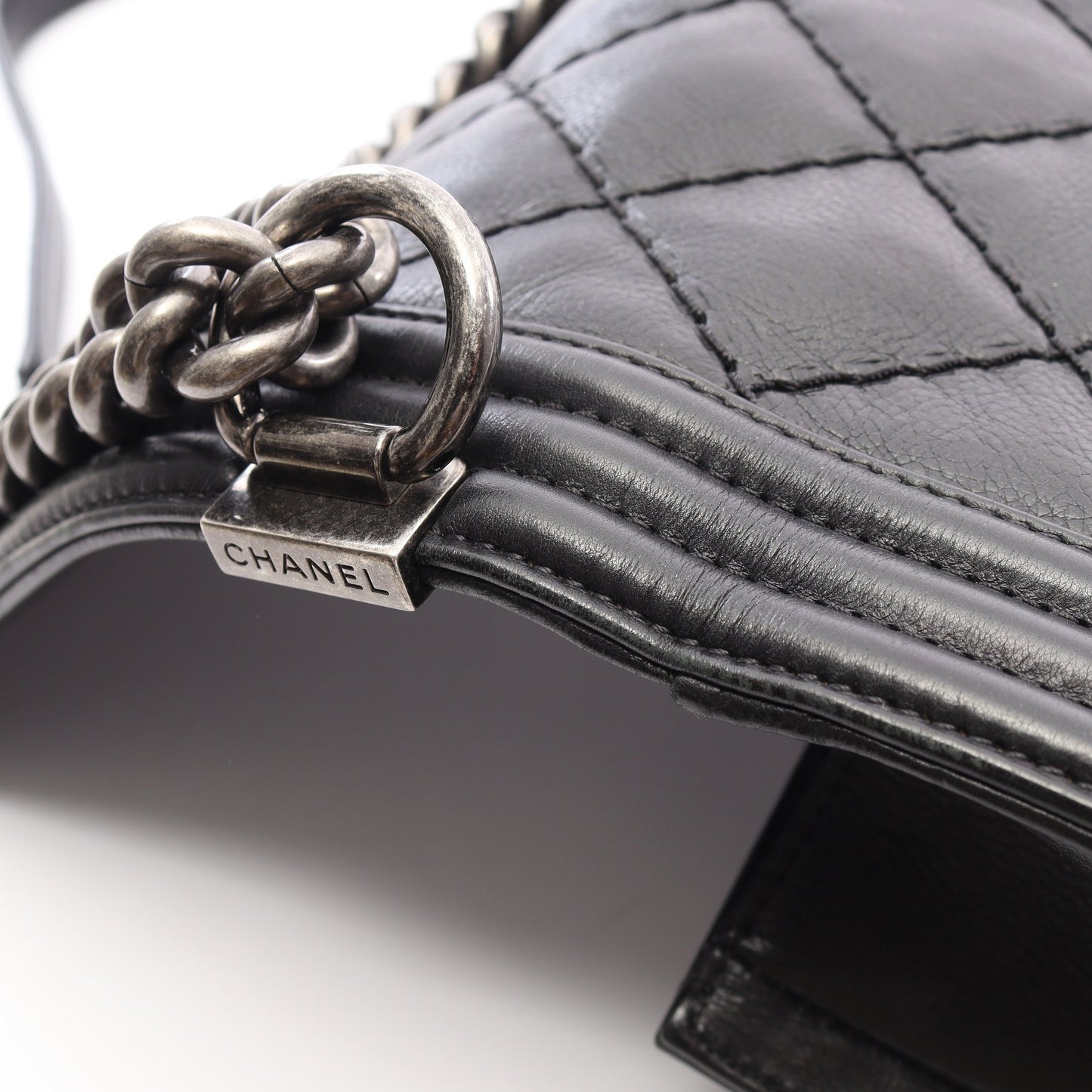 ボーイシャネル チェーンショルダーバッグ ラムスキン ブラック シルバー金具 シャネル バッグ CHANEL
