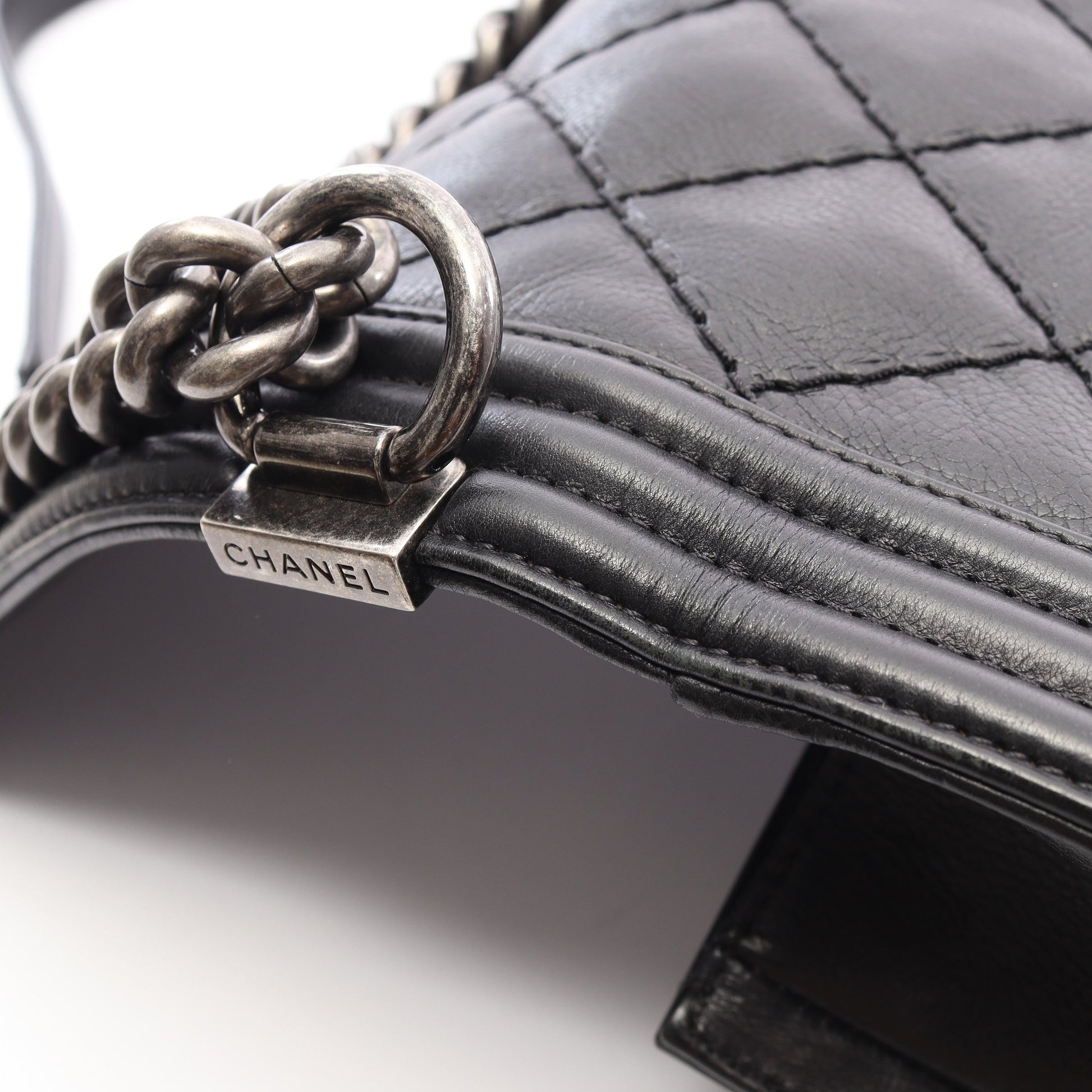 ボーイシャネル チェーンショルダーバッグ ラムスキン ブラック シルバー金具 シャネル バッグ CHANEL