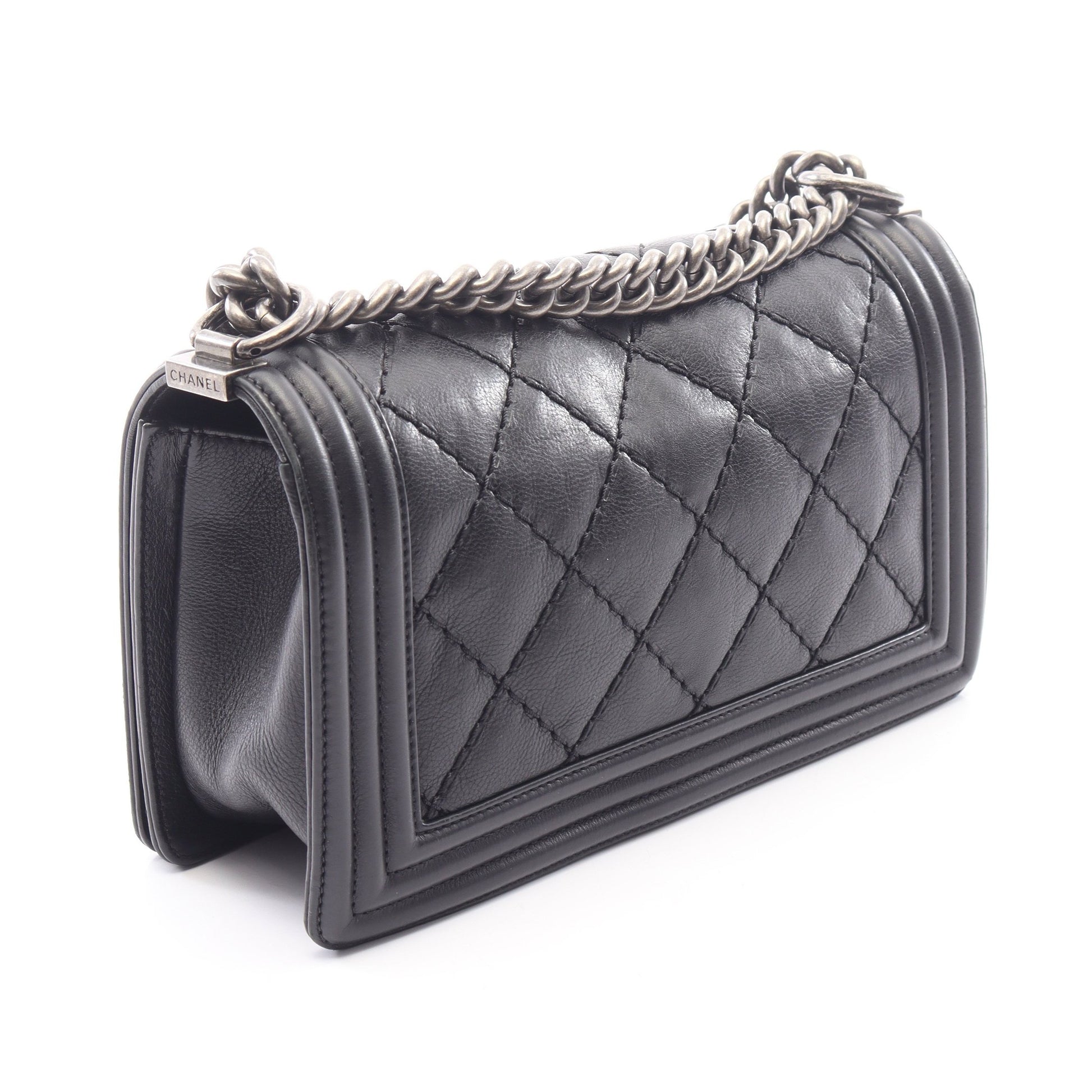 ボーイシャネル チェーンショルダーバッグ ラムスキン ブラック シルバー金具 シャネル バッグ CHANEL