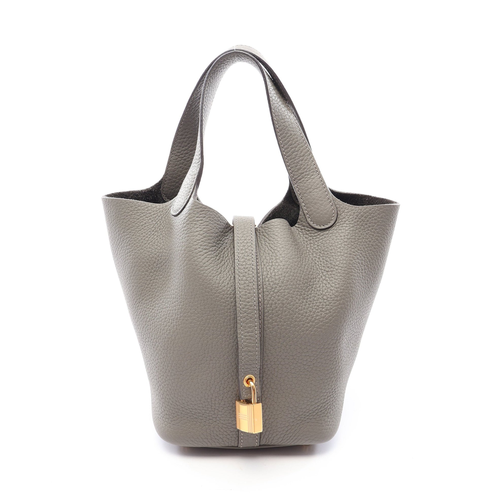 ピコタンロックPM ハンドバッグ トリヨンクレマンス グレー ゴールド金具 U刻印 エルメス バッグ HERMES