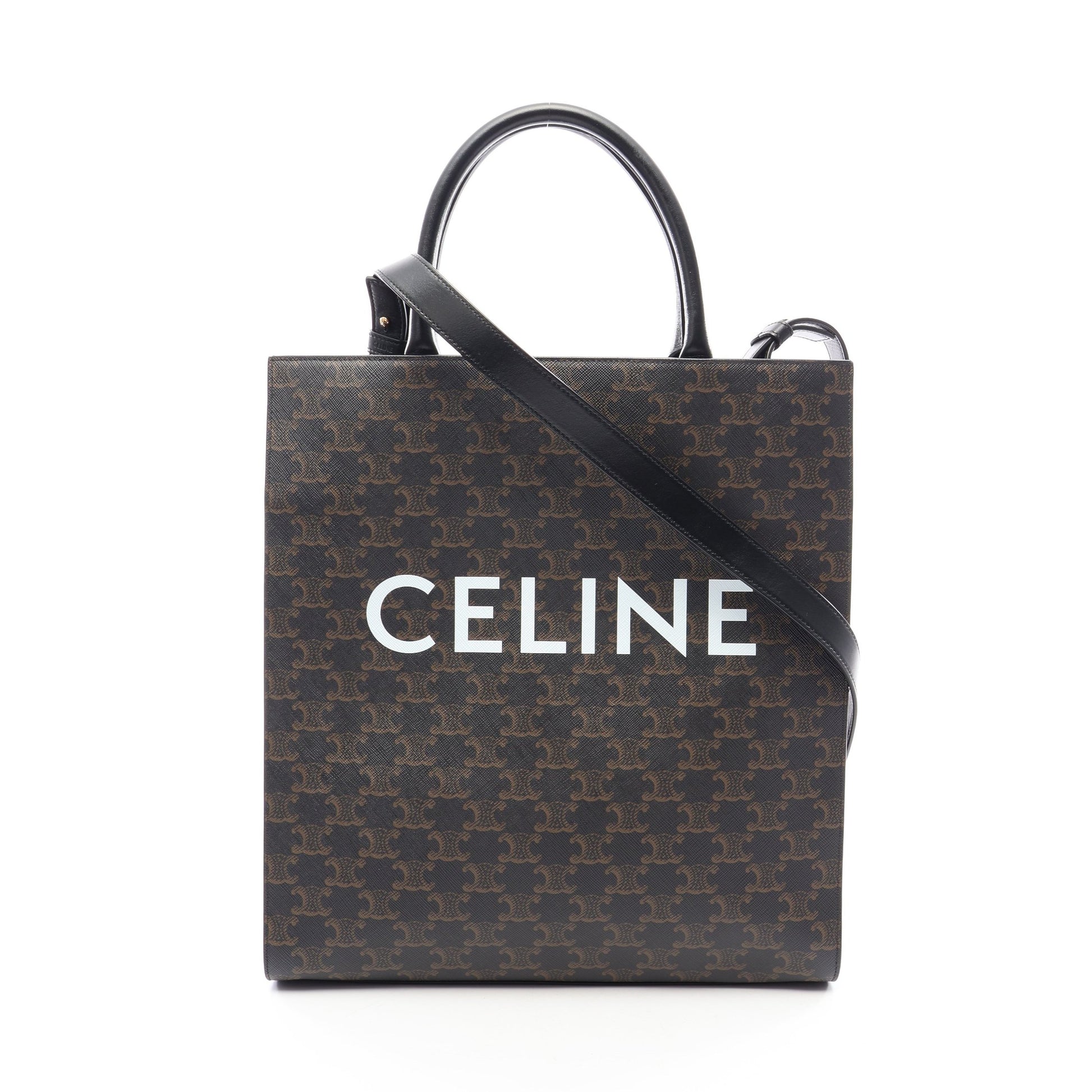 ミディアム バーティカル カバ トリオンフ 2WAY ハンドバッグ トートバッグ PVC レザー ブラック ブラウン セリーヌ バッグ CELINE
