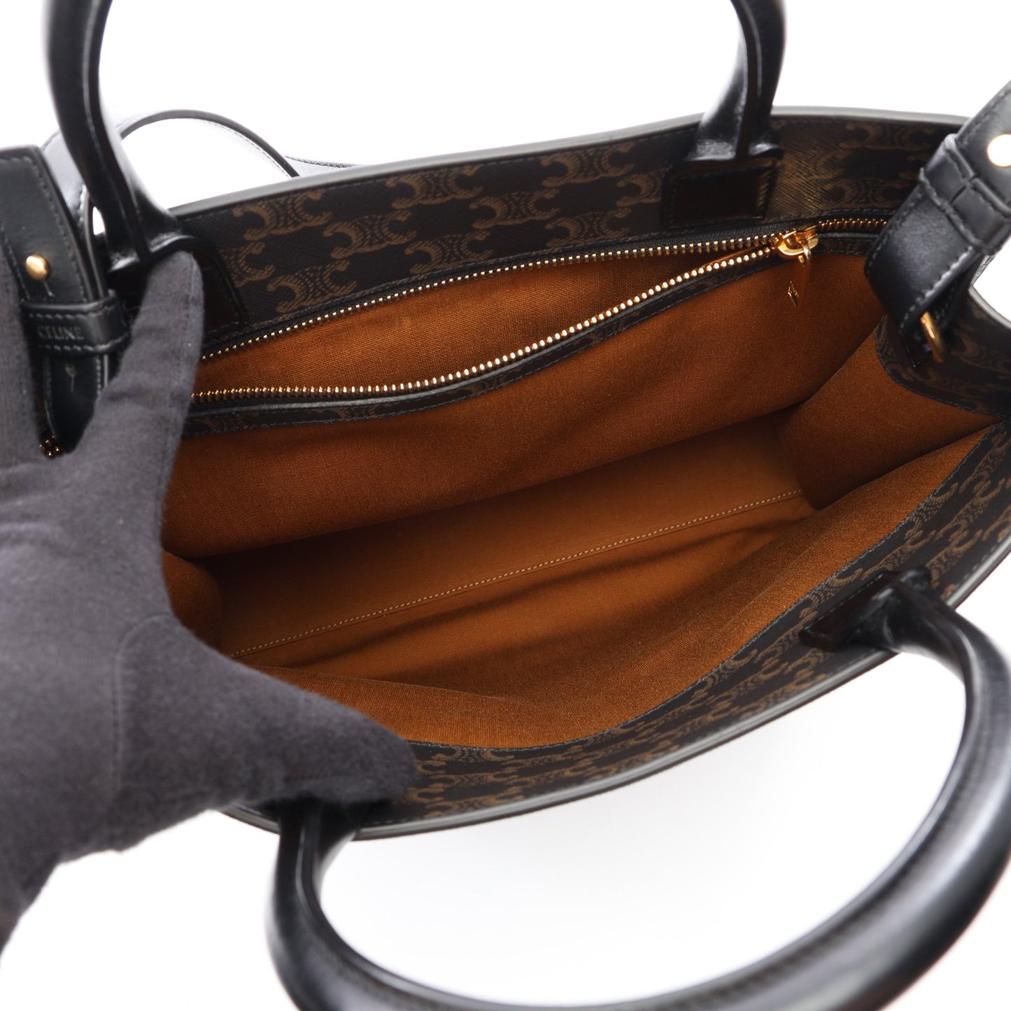 ミディアム バーティカル カバ トリオンフ 2WAY ハンドバッグ トートバッグ PVC レザー ブラック ブラウン セリーヌ バッグ CELINE