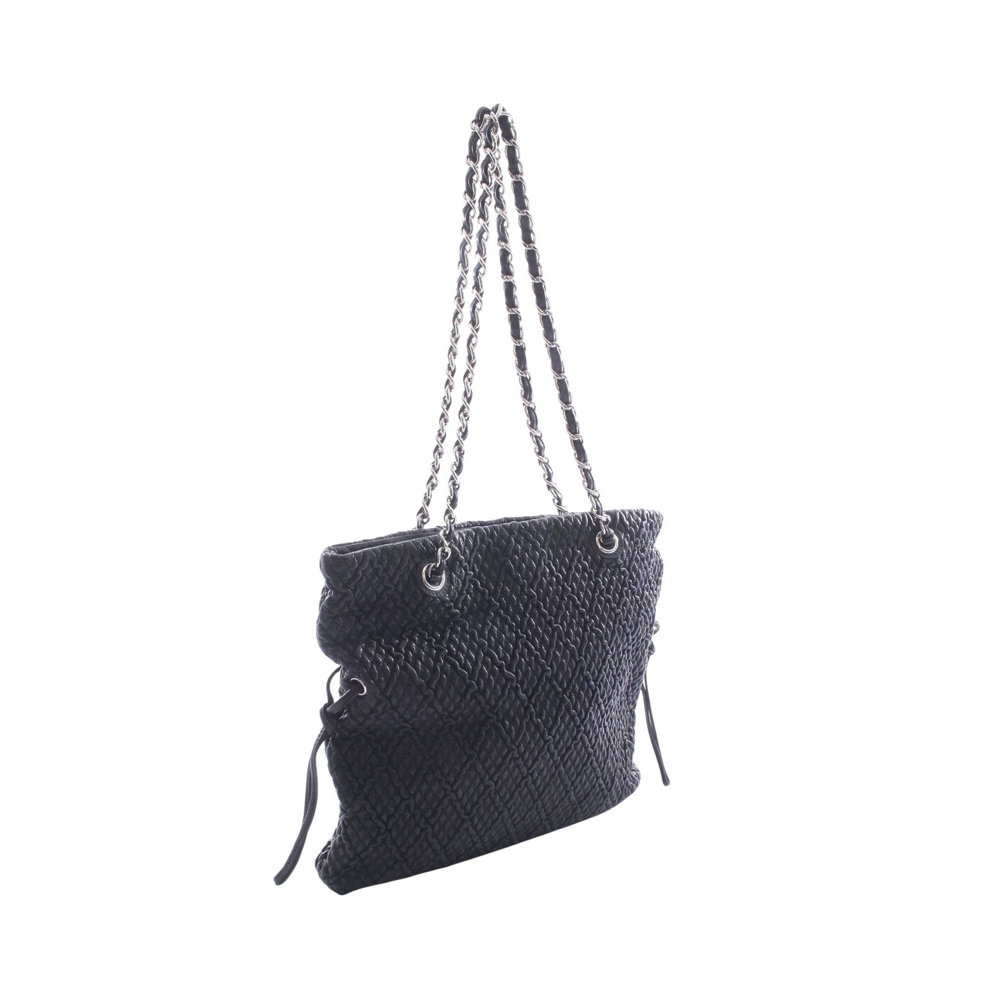 チェーンショルダーバッグ チェーントートバッグ ラムスキン ブラック シルバー金具 シャネル バッグ CHANEL