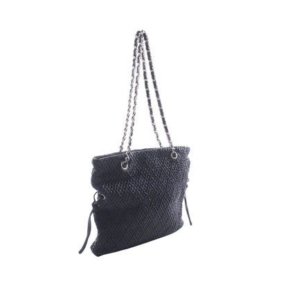 チェーンショルダーバッグ チェーントートバッグ ラムスキン ブラック シルバー金具 シャネル バッグ CHANEL