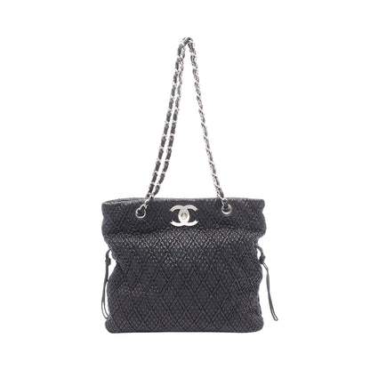 チェーンショルダーバッグ チェーントートバッグ ラムスキン ブラック シルバー金具 シャネル バッグ CHANEL