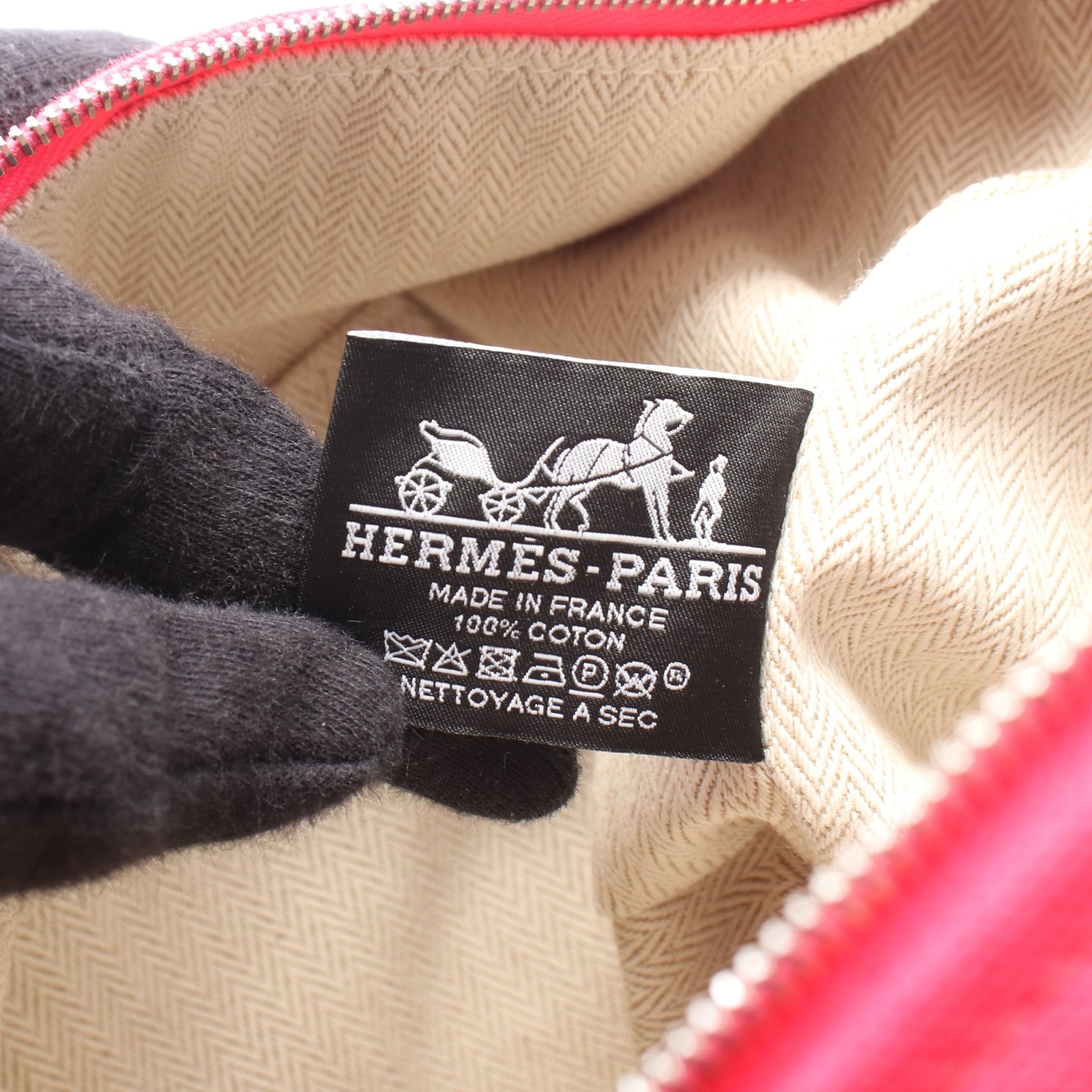 ブリッドアブラックGM ハイビスカス ハンドバッグ キャンバス ピンク オレンジ ボルドー シルバー金具 エルメス バッグ HERMES