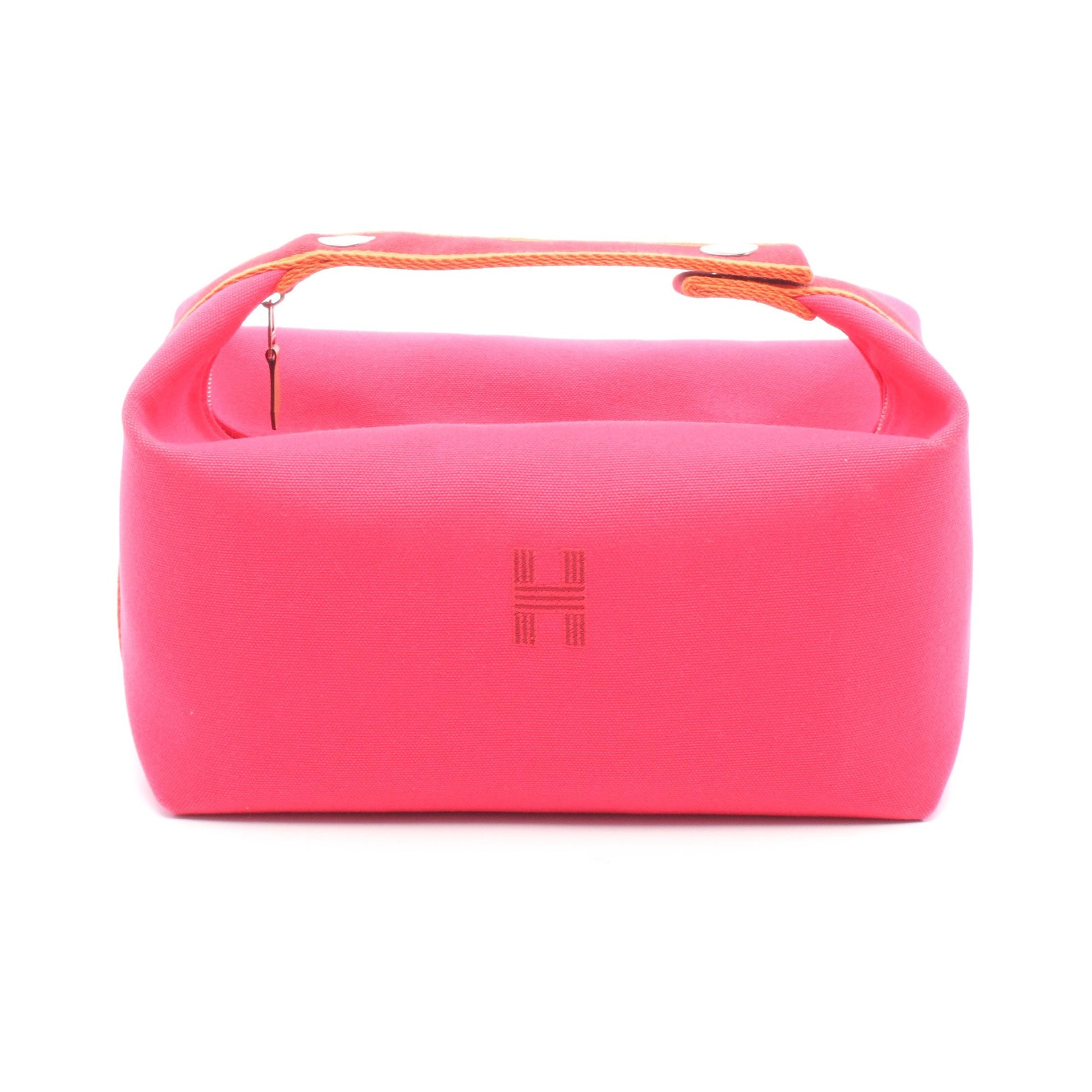 ブリッドアブラックGM ハイビスカス ハンドバッグ キャンバス ピンク オレンジ ボルドー シルバー金具 エルメス バッグ HERMES