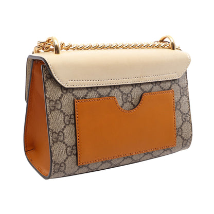 パドロック GGスプリーム スモール チェーンショルダーバッグ PVC レザー ベージュ アイボリー ブラウン グッチ バッグ GUCCI