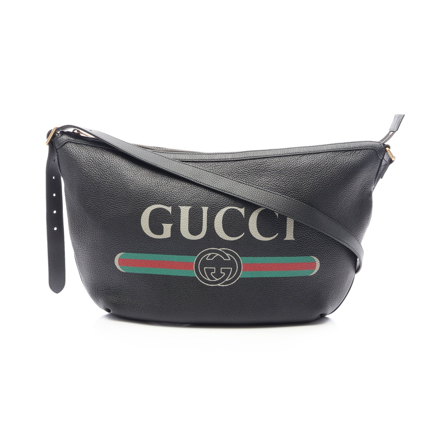 ハーフムーン ホーボー ヴィンテージロゴ ワンショルダーバッグ レザー ブラック マルチカラー グッチ バッグ GUCCI