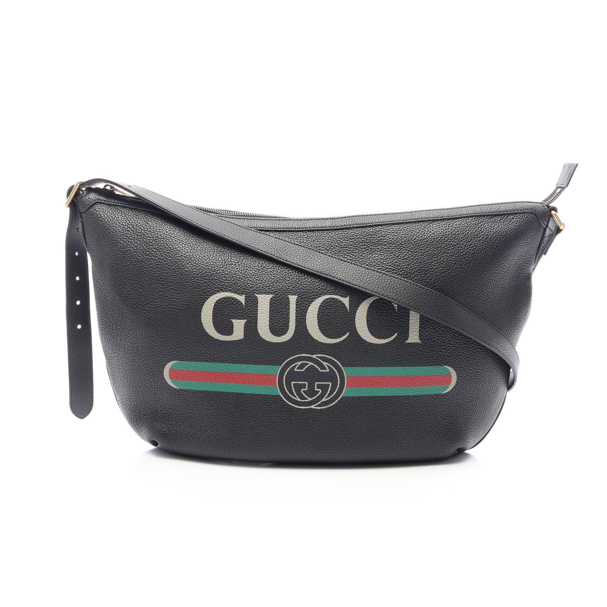 ハーフムーン ホーボー ヴィンテージロゴ ワンショルダーバッグ レザー ブラック マルチカラー グッチ バッグ GUCCI