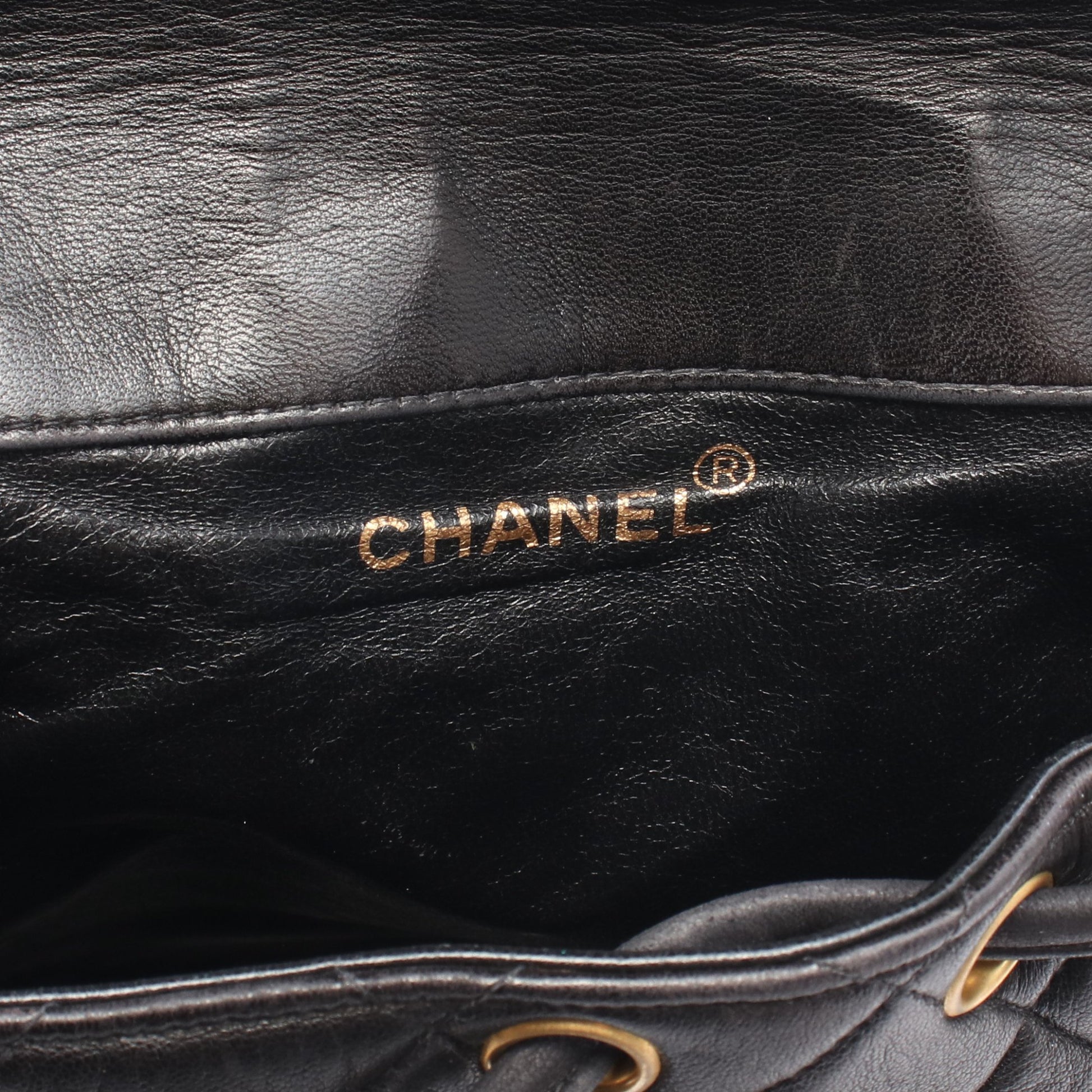 マトラッセ ターンロック チェーン バックパック リュックサック ラムスキン ブラック ゴールド金具 シャネル バッグ CHANEL
