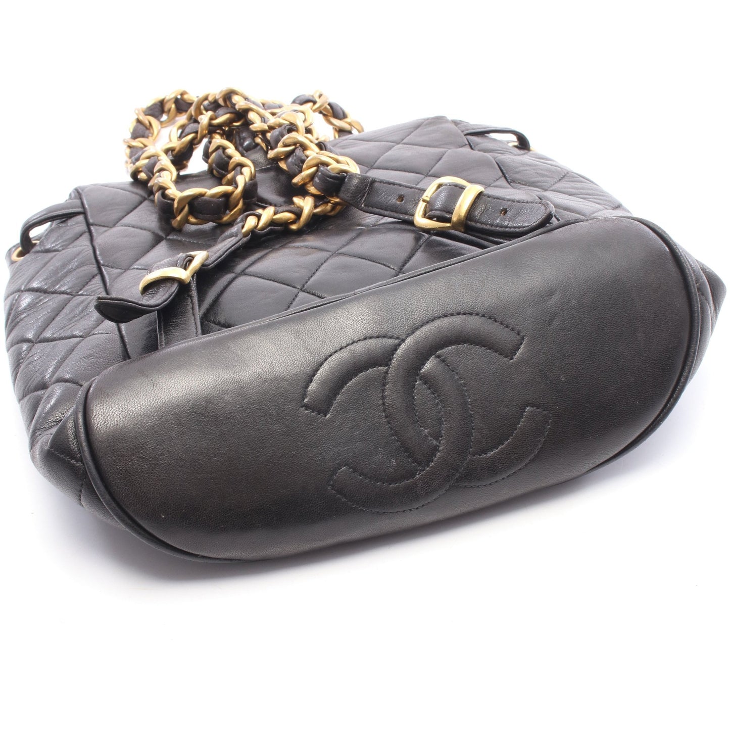 マトラッセ ターンロック チェーン バックパック リュックサック ラムスキン ブラック ゴールド金具 シャネル バッグ CHANEL
