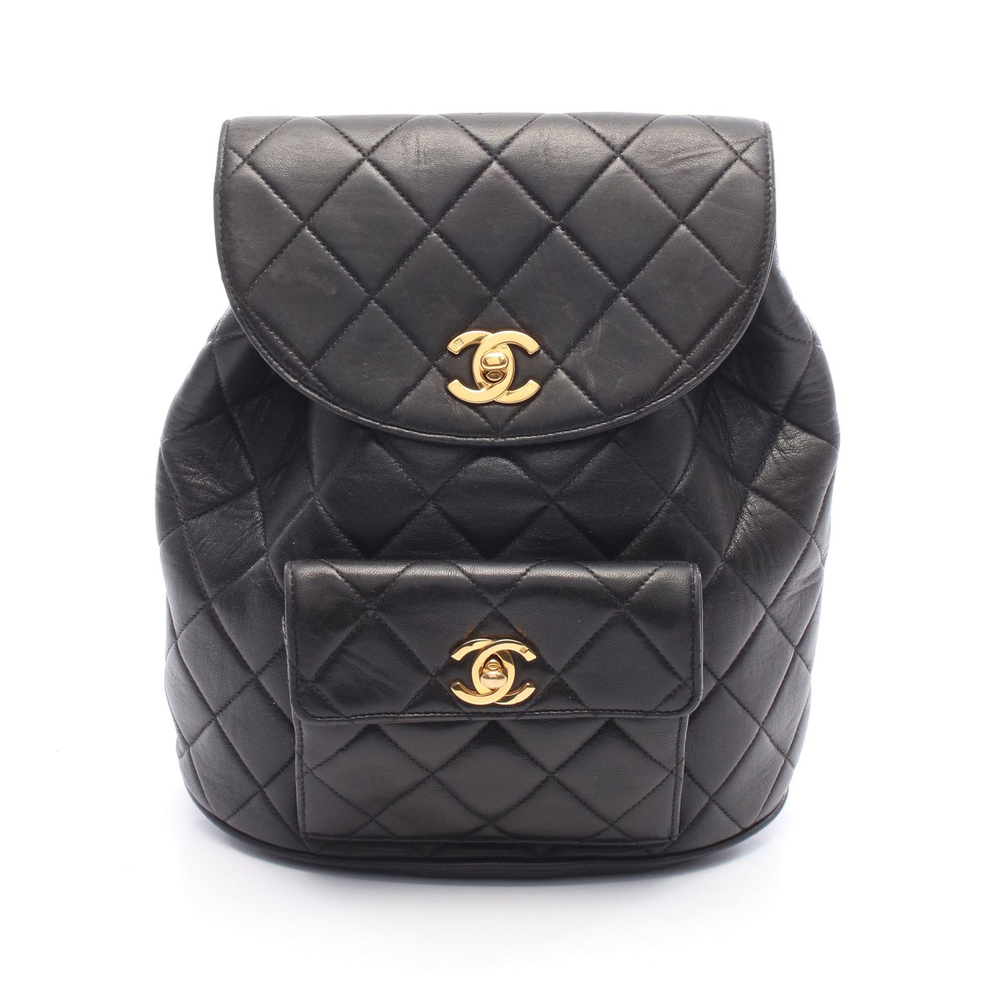 マトラッセ ターンロック チェーン バックパック リュックサック ラムスキン ブラック ゴールド金具 シャネル バッグ CHANEL