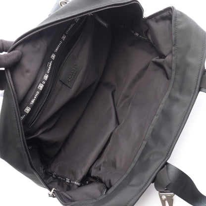 スポーツライン ミニボストンバッグ ナイロンキャンバス ウール レザー ブラック シルバー金具 シャネル
