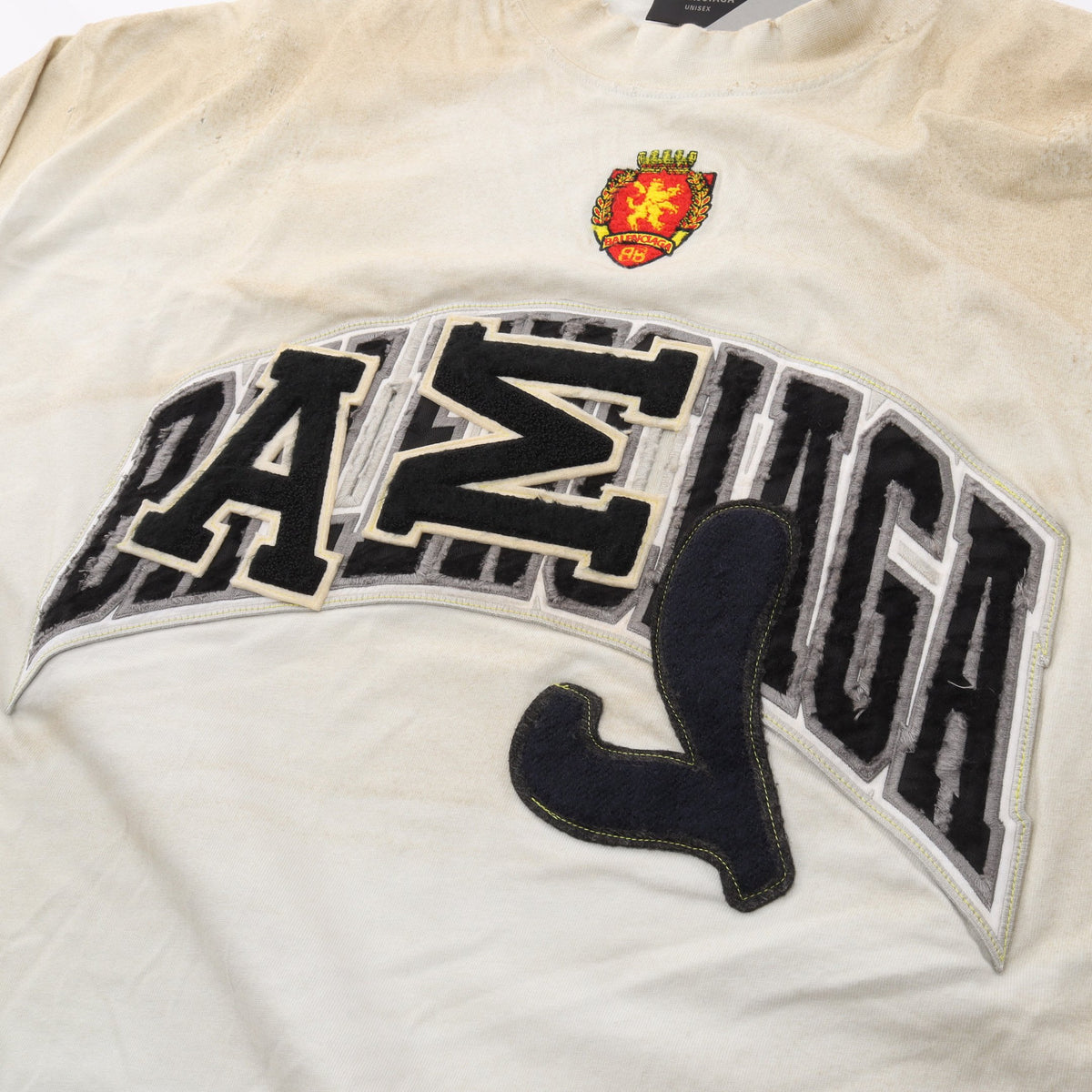 Crash Dust Patch Tee ユーズド加工 ダメージ加工 半袖Tシャツ コットン ライトブルー バレンシアガ