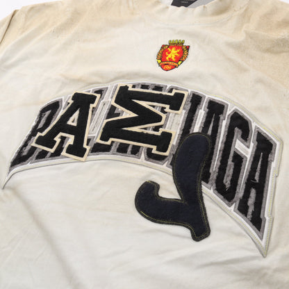 Crash Dust Patch Tee ユーズド加工 ダメージ加工 半袖Tシャツ コットン ライトブルー バレンシアガ