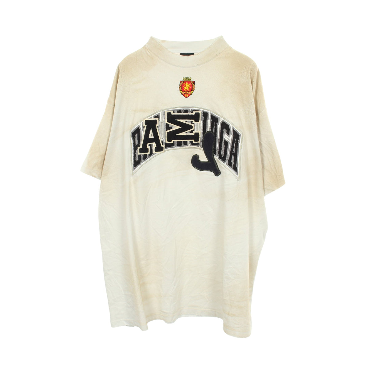 Crash Dust Patch Tee ユーズド加工 ダメージ加工 半袖Tシャツ コットン ライトブルー バレンシアガ