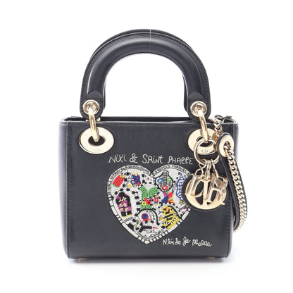 Christian Dior × Niki de Saint Phalle LADY DIOR MINI レディディオール ミニ ビーズ 2WAY ハンドバッグ レザー ブラック クリスチャンディオール
