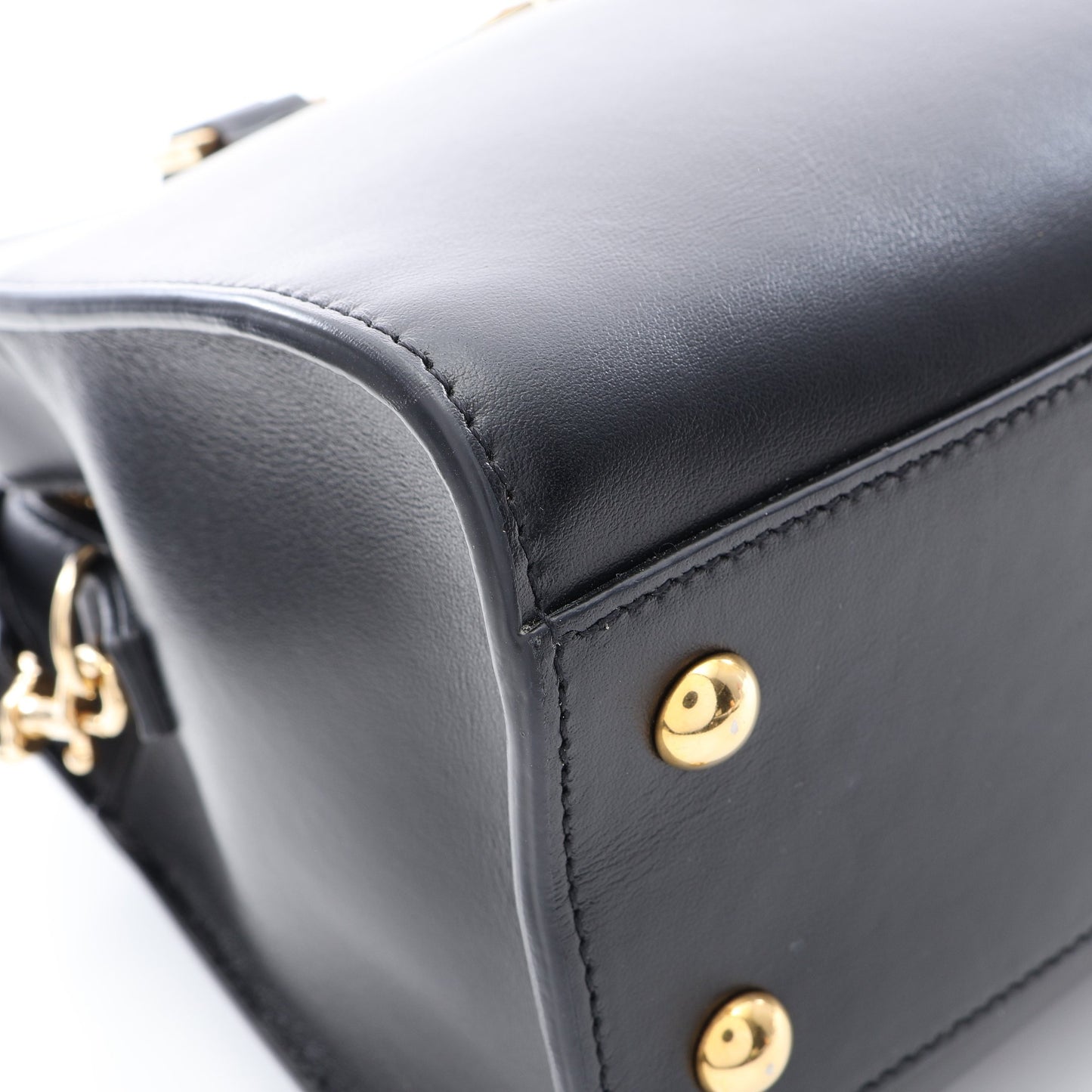 YSLライン ベイビー モノグラム カバス 2WAY ハンドバッグ レザー ブラック サンローランパリ