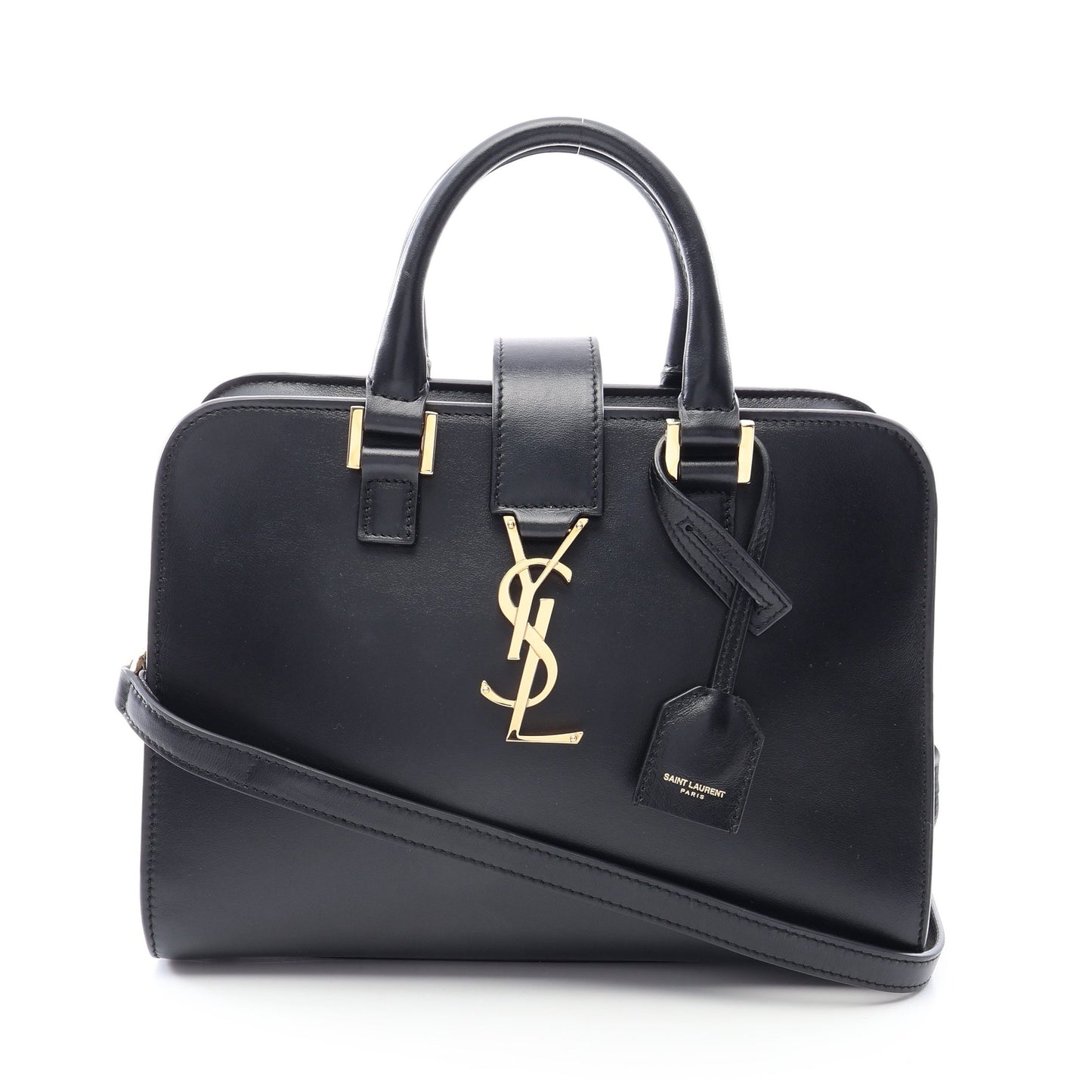 YSLライン ベイビー モノグラム カバス 2WAY ハンドバッグ レザー ブラック サンローランパリ