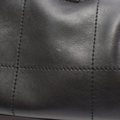 チョコバー ハンドバッグ ミニボストンバッグ ラムスキン ブラック シルバー金具 シャネル