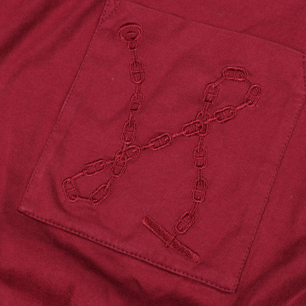 シェーヌダンクル 刺繍 ポケット付き ワンピース コットン ボルドー エルメス
