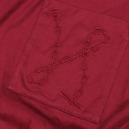 シェーヌダンクル 刺繍 ポケット付き ワンピース コットン ボルドー エルメス