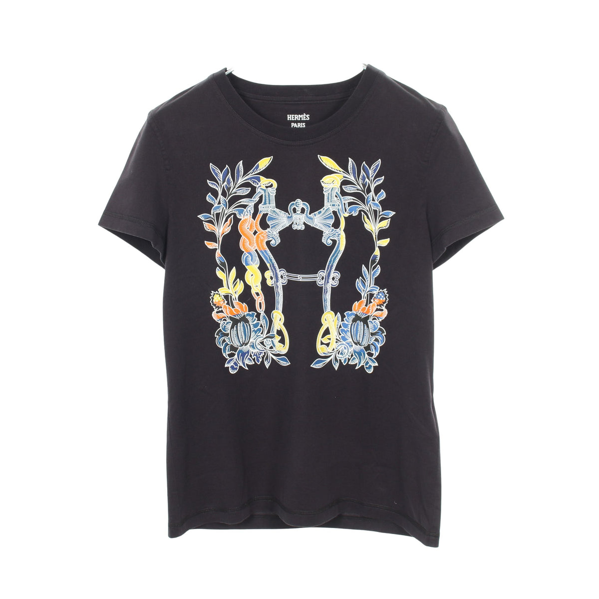 カルトゥッシュ デッラ カヴァッレリア 半袖Tシャツ コットン ブラック マルチカラー エルメス