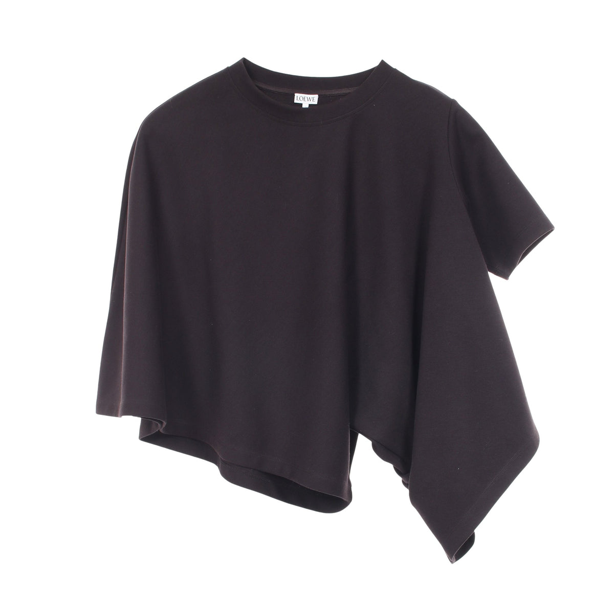 Cropped Draped T-Shirt アナグラム ロゴ アシンメトリー カットソー コットン ブラック ロエベ