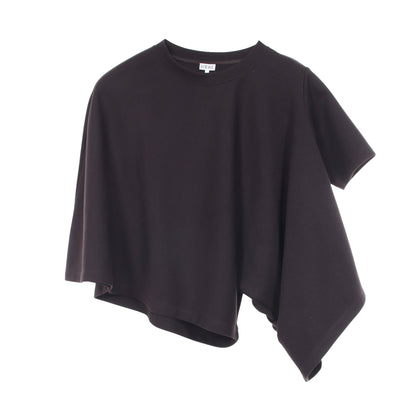 Cropped Draped T-Shirt アナグラム ロゴ アシンメトリー カットソー コットン ブラック ロエベ