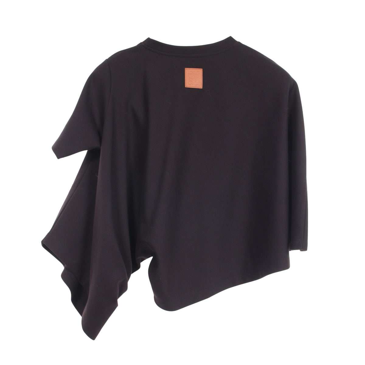 Cropped Draped T-Shirt アナグラム ロゴ アシンメトリー カットソー コットン ブラック ロエベ