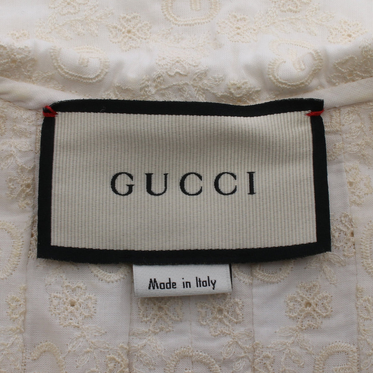 GG フラワー刺繍 半袖 ブラウス コットン オフホワイト グッチ トップス GUCCI