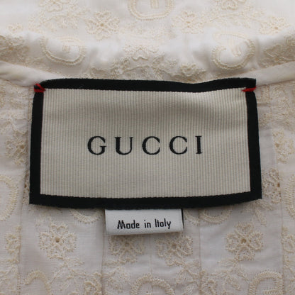 GG フラワー刺繍 半袖 ブラウス コットン オフホワイト グッチ トップス GUCCI