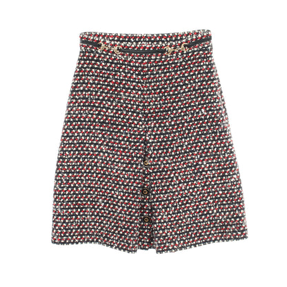 ホースビット スパンコール ツイード スカート ナイロン ウール レッド マルチカラー グッチ