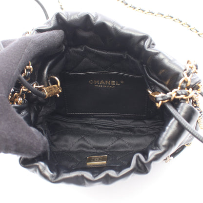 CHANEL 22 ミニ コンビ金具 2WAY チェーンショルダーバッグ レザー ブラック シャネル