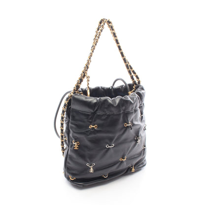 CHANEL 22 ミニ コンビ金具 2WAY チェーンショルダーバッグ レザー ブラック シャネル