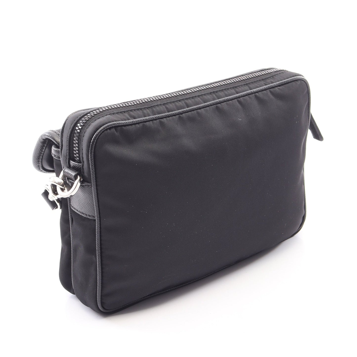 Re-Nylon ショルダーバッグ ナイロン サフィアーノレザー ブラック プラダ