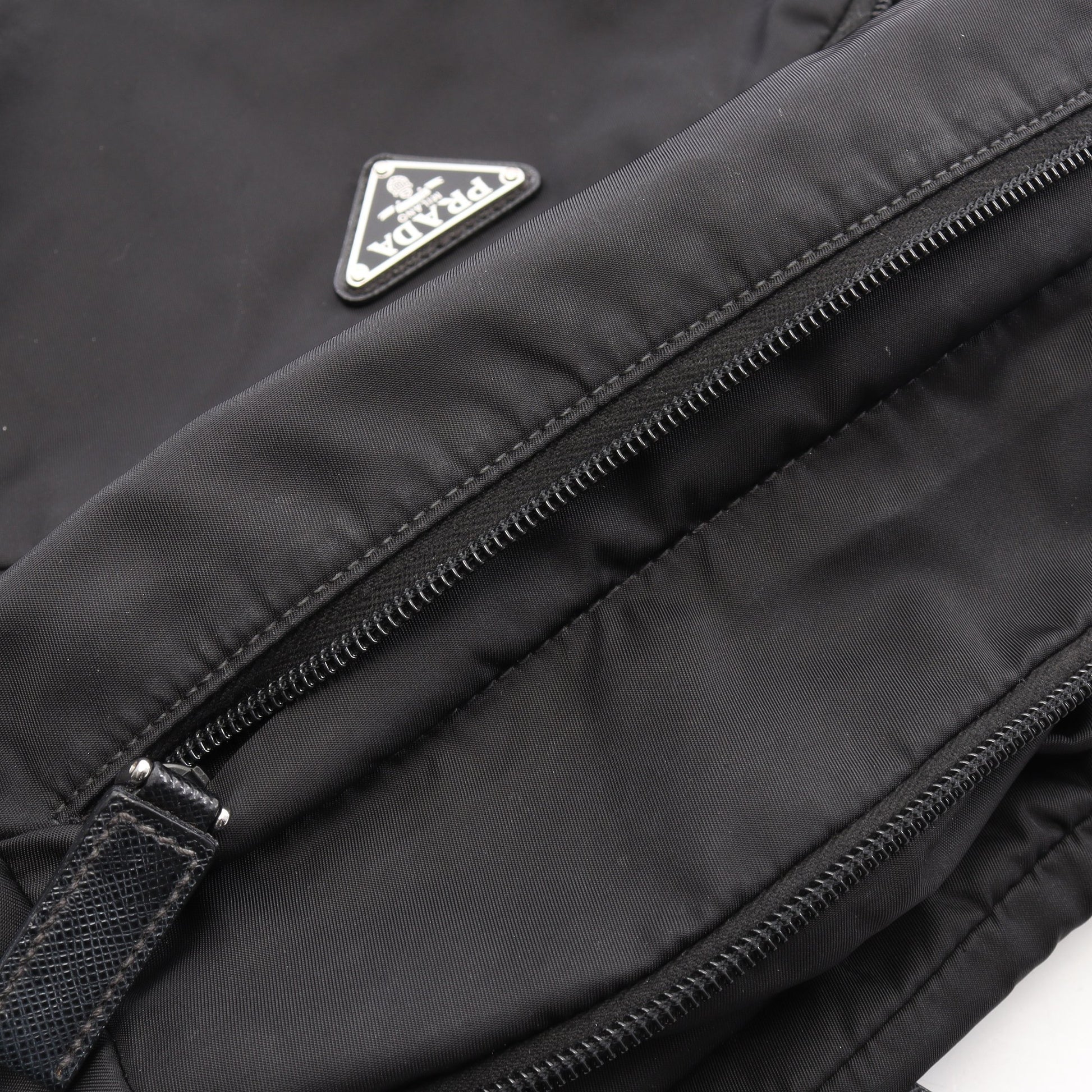 Re-Nylon バックパック リュックサック ナイロン サフィアーノレザー ブラック プラダ バッグ PRADA