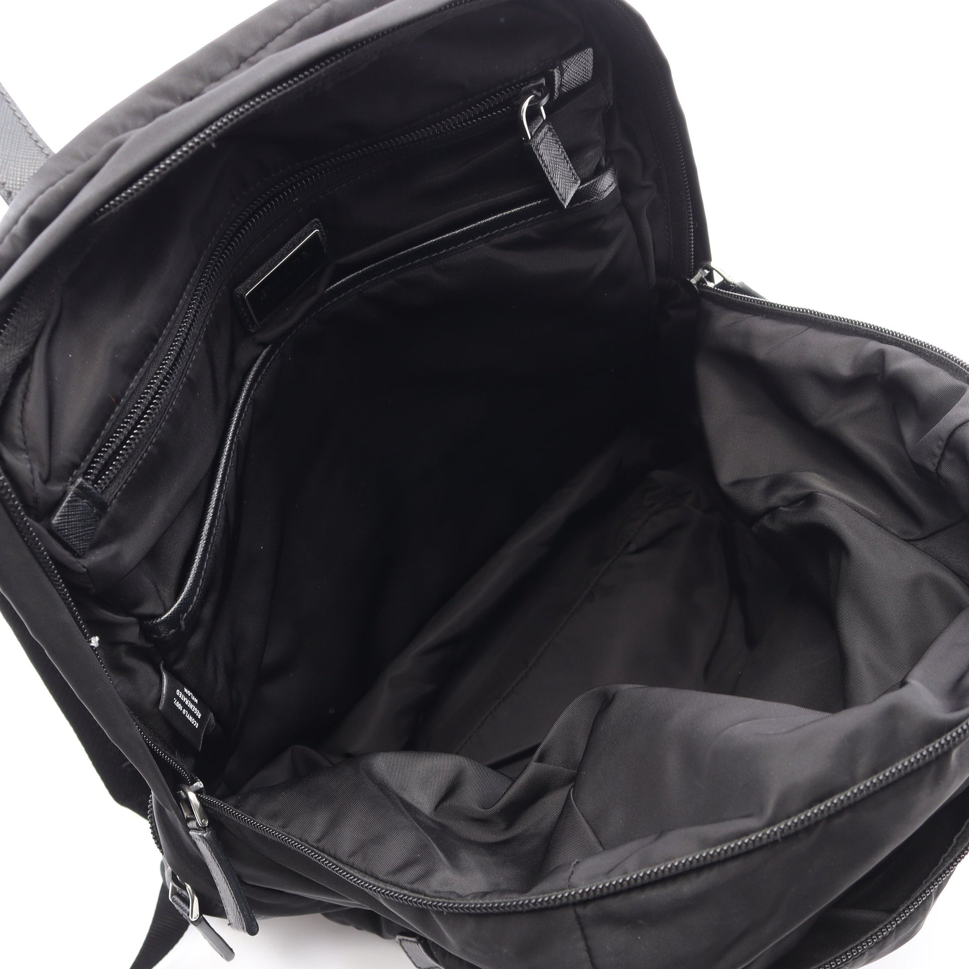 Re-Nylon バックパック リュックサック ナイロン サフィアーノレザー ブラック プラダ バッグ PRADA