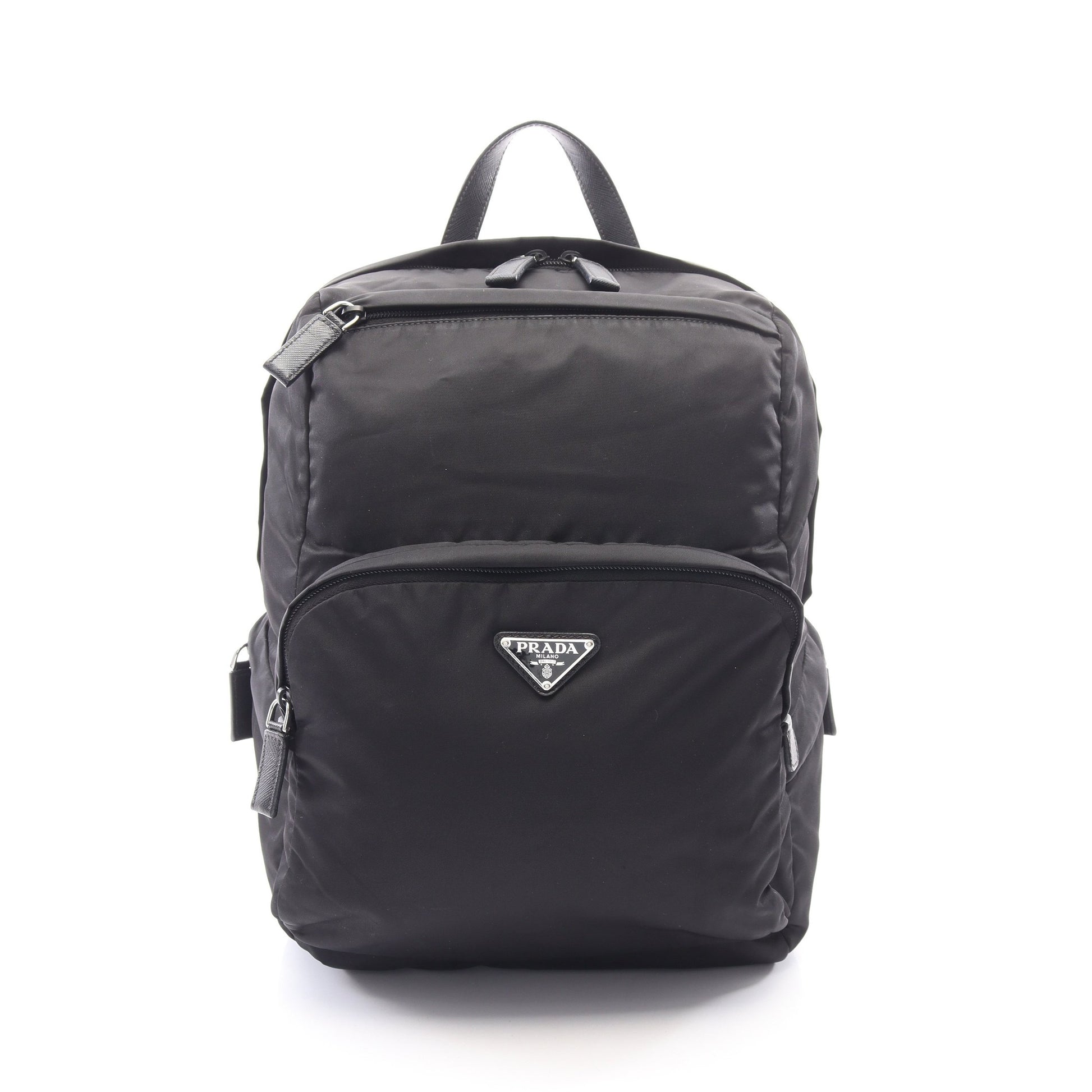 Re-Nylon バックパック リュックサック ナイロン サフィアーノレザー ブラック プラダ バッグ PRADA